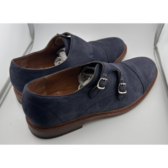 Frye Navy Suede Double Monk Strap Dress Shoes Mens Mint No Box main image 7